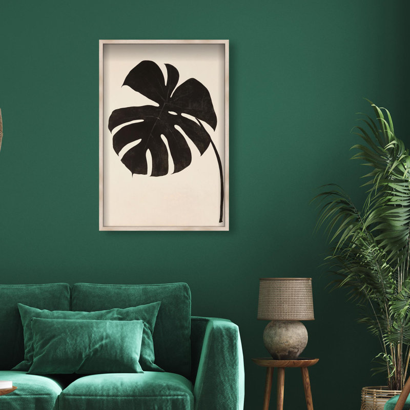 Oliver Gal Dark Leaf I Botanical - Luxury Shadowbox Framed Wall Art, 47" H x 32" W, Cream