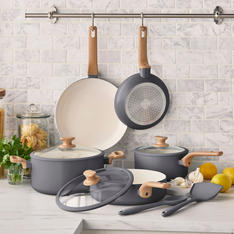 GreenPan Essence PFAS Free Non Stick 5 Piece Cookware Set, Grey 