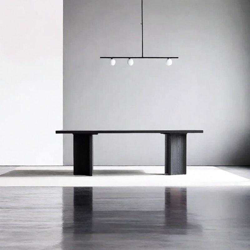 Carbonized black ash wood dining table, 29.53"H x 70.87"L x 31.5"W