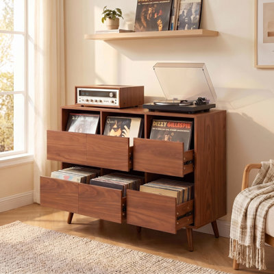 Armoire de rangement multimédia avec tablettes ouvertes Harmony