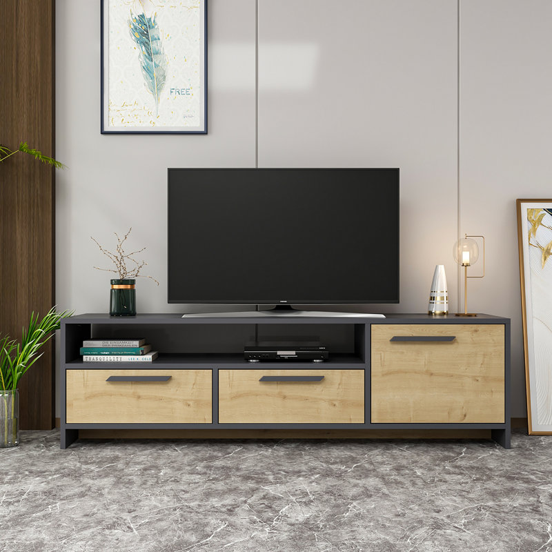 Conalin TV Stand for TVs up to 75", Anthracite/Oak