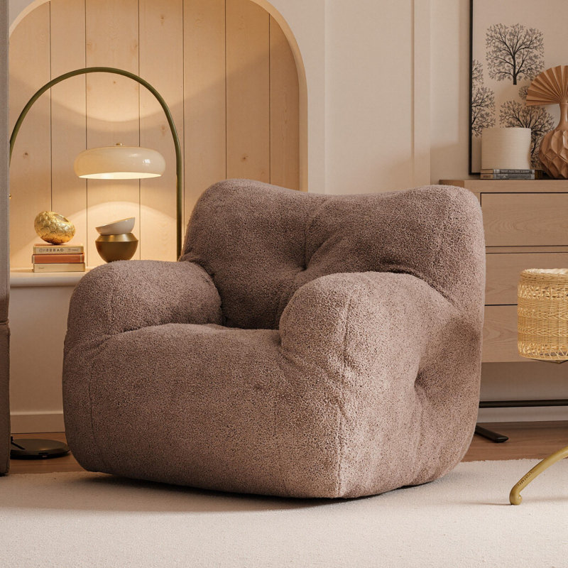 Fauteuil à billes Compression, Peluche café