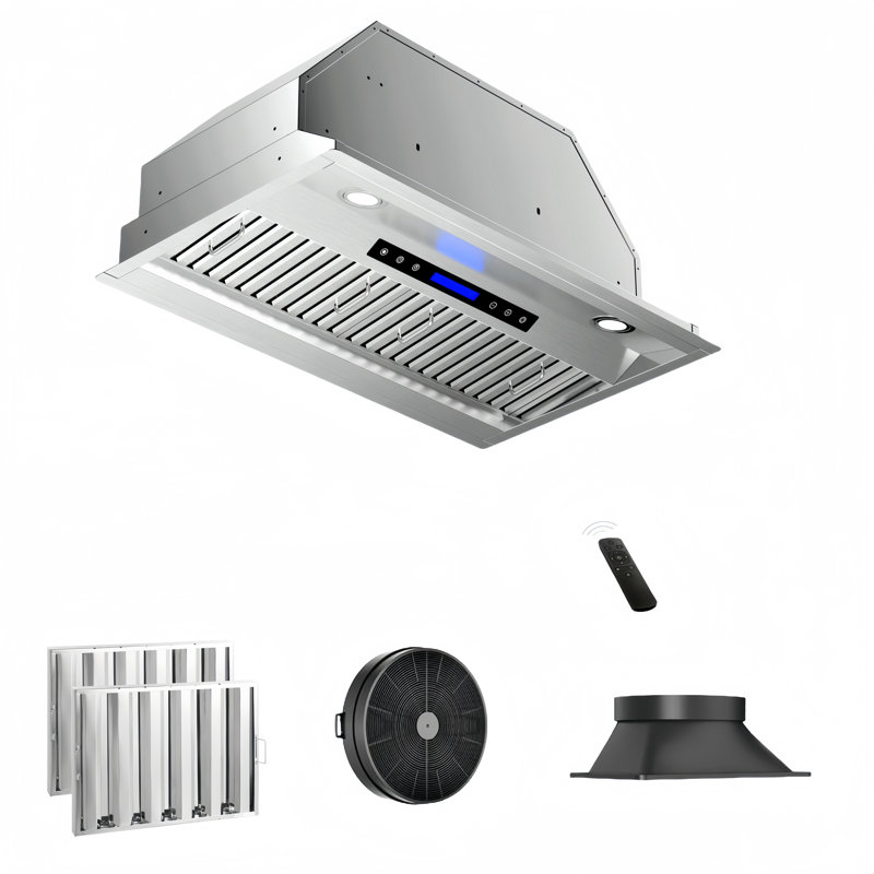 Fuhuoso 30 in. 900 CFM Convertible Insert Range Hood with Remote,Touch Control LCD,Long-term Warranty in Stainless Steel