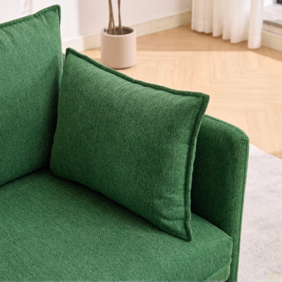 Très grand fauteuil d'appoint en chenille surdimensionné à assise profonde, méridienne rembourrée, repose-pieds avec rangement assorti et trois coussins décoratifs, parfait pour un appartement, une chambre à coucher ou un salon