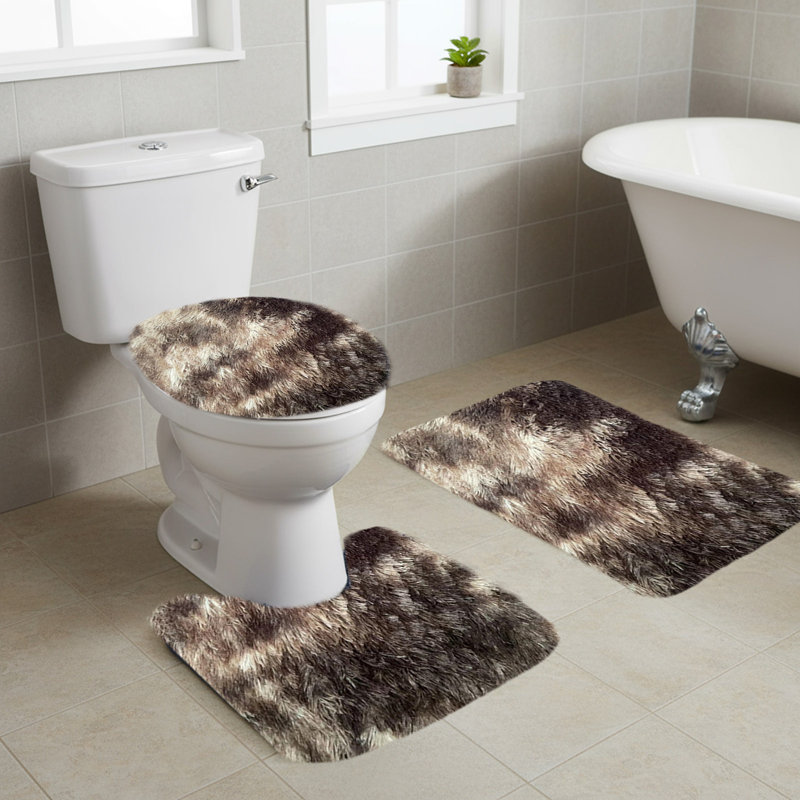 Ensemble de tapis de salle de bain 3 pièces, Brun