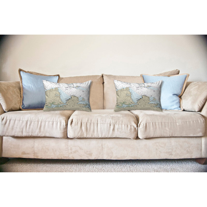 Nautical Map Outdoor Reversible Throw Pillow