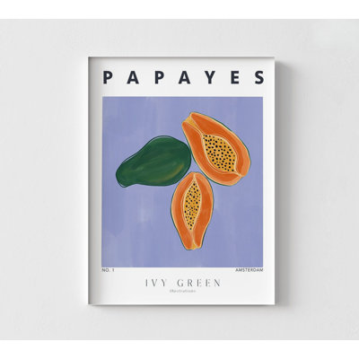 «Papayes» par Sophie Bek, idée de décoration de fruit de papaye exotique, décoration de cuisine pour centre de perte de poids, diététiste, art mural