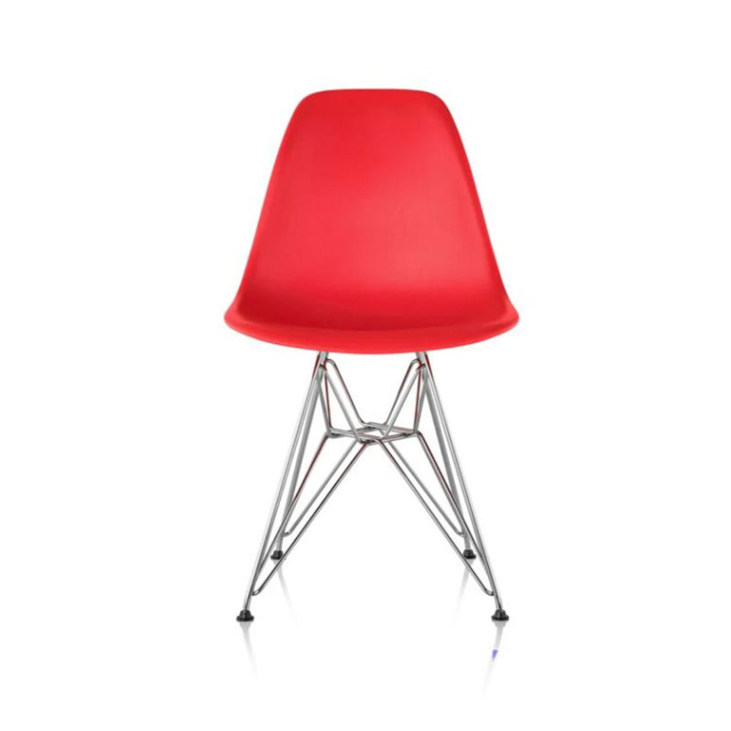 Chaise Leffie avec pieds chromés, Rouge
