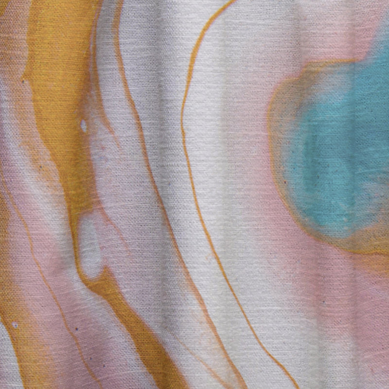 Art liquide en marbre bleu et rose clair - rideau abstrait - obscurcissant - 1 panneau, L 52 po x L 108 po
