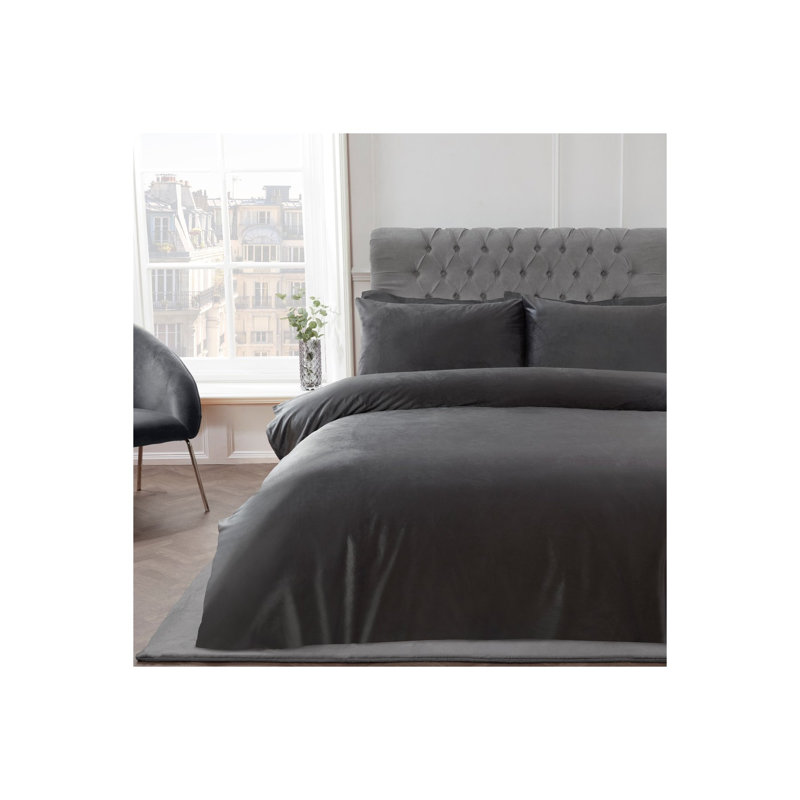 Nyle Polyester Solid Colour Duvet Cover Set with Pillowcases Included, Single Duvet Cover + 1 Standard Pillowcase, Grey
