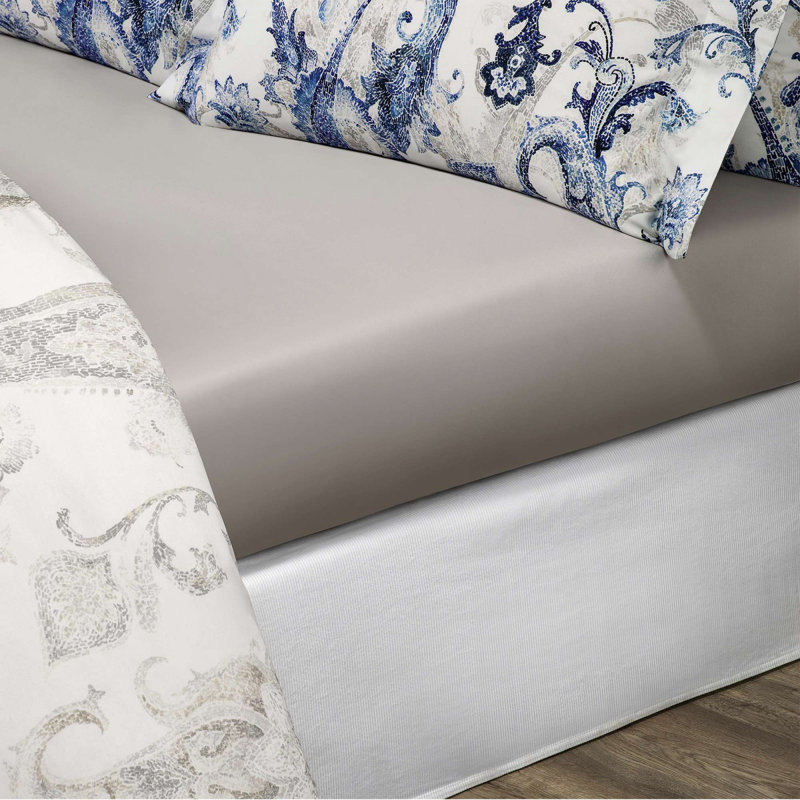 Santorini 100% Cotton Damask Fitted Sheet, Queen