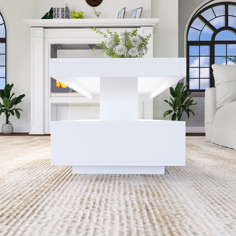 Modern LED Coffee Table, White