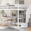 Lit mezzanine double avec bureau en L, tiroirs, armoire et escalier de rangement organisé blanc-1377238032