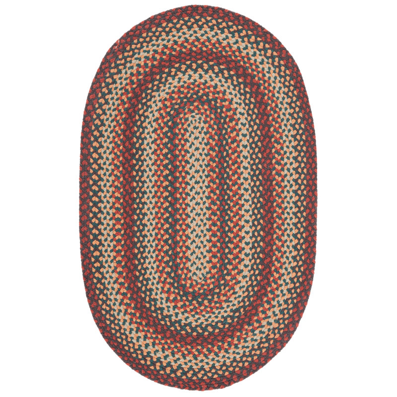 Halimat Flat Weave 0.92 Cotton 0.08 Others Geometric Rug, Oval 5' x 8'