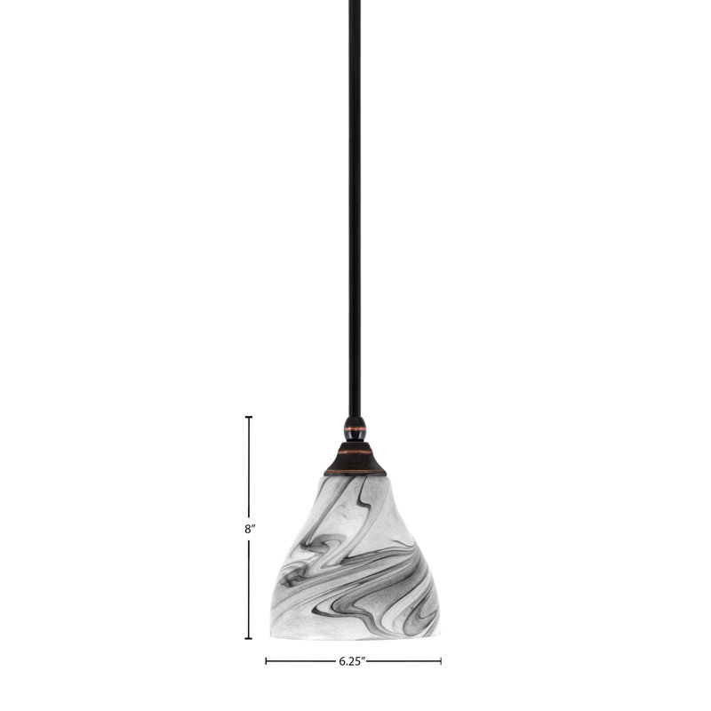 Stem Hung Mini Pendant With 6.25" Glass, Onyx