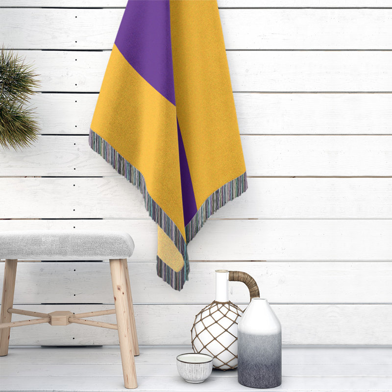 Couverture en coton basket Los Angeles, l 80 po x L 60 po, Doré / mauve / doré