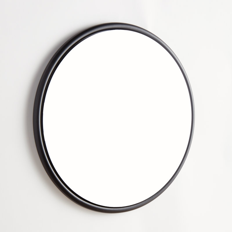 Miroir Or bis rond noir biseauté petit, Noir, 25 po x 25 po