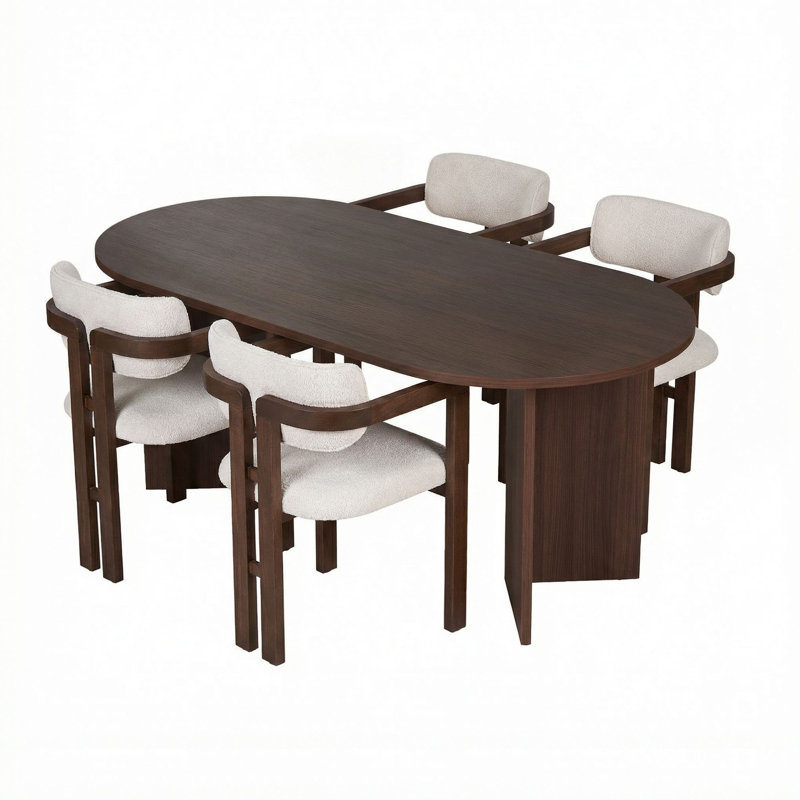 Ensemble de table et chaises de salle à manger, Ensemble de cinq pièces : table, quatre chaises, Blanc