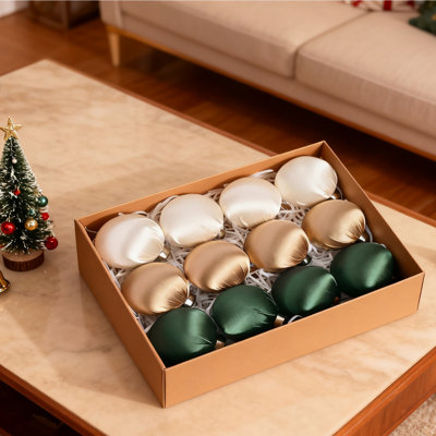 12 pièces de boules de Noël en satin de luxe 2,4 pouces boules de sapin de Noël décoratives en plastique de Noël pour bricolage décorations de fêtes
