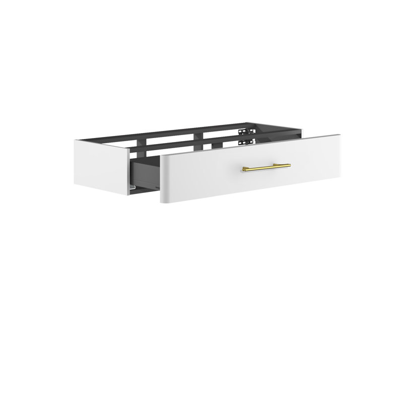 Ashauna 81cm Single Bathroom Vanity Base Only, Pearl Grey Supermatt/Gold