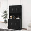 Armoire de rangement pour garde-manger de 71 po avec comptoir de four à micro-ondes, armoire de bahut autoportante avec tablettes réglables, 6 portes et 1 tiroir noir