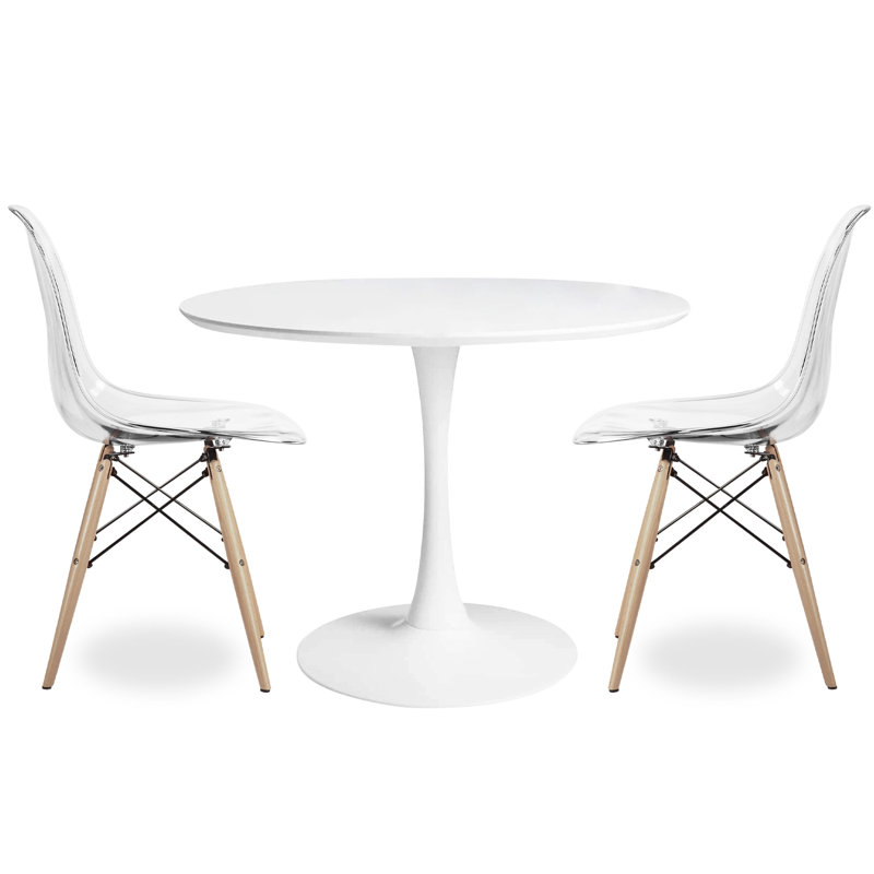 Table de salle à manger Modholic Tulip, Clair, H 29,75 po x l 35,5 po x P 35,5 po