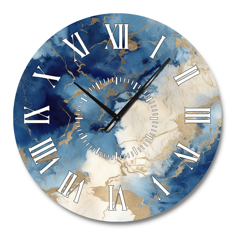 Horloge murale bleue et dorée, Grand