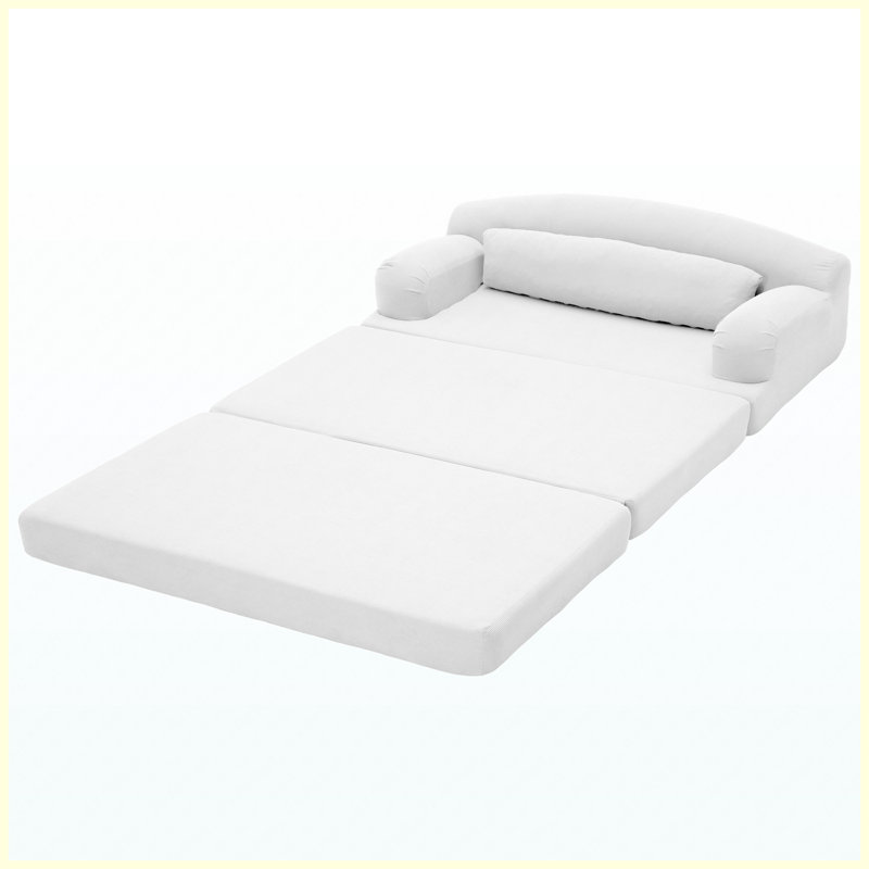 Causeuse convertible 2 places en velours côtelé Canapé-lit futon convertible (beige), L 57,09 po, White Corduroy