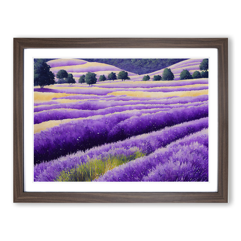 Lavender Field Vol.5 1 Piece Single Picture Frame Painting, 25cm H x 34cm W x 2cm D, Walnut