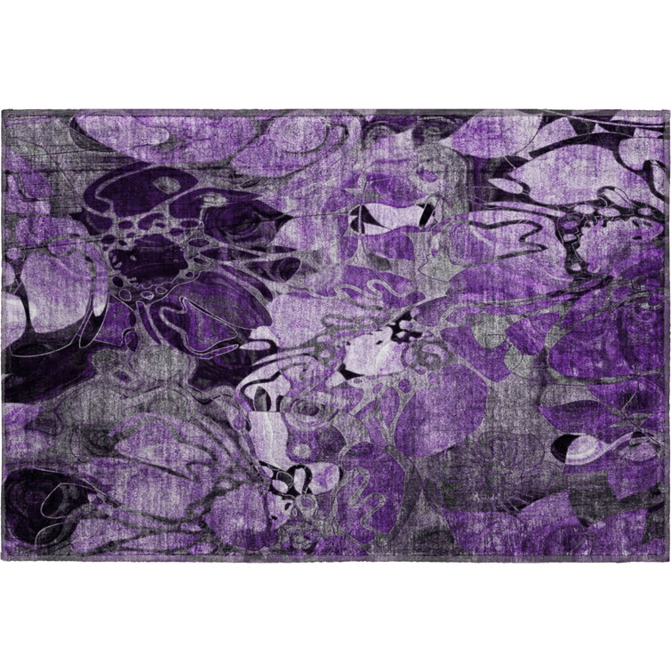 Cerrito AMF558 Machine Washable Premium Purple Area Rug