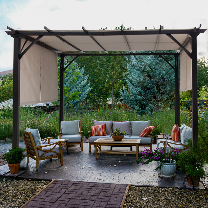 Pergolas d'extérieur 10 pi L 10 pi. Pergola en métal avec auvent