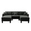 Canapé modulaire en U gris foncé à 3 compartiments avec rembourrage en mousse dense en forme de coquillage, 2 repose-pieds et rembourrage en mousse dense-483899307