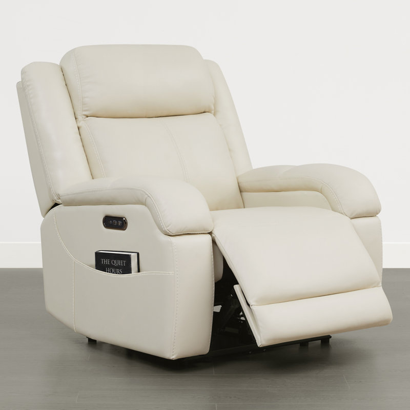 Fauteuil inclinable électrique 37 po avec deux moteurs et chargement USB, Polyester crème