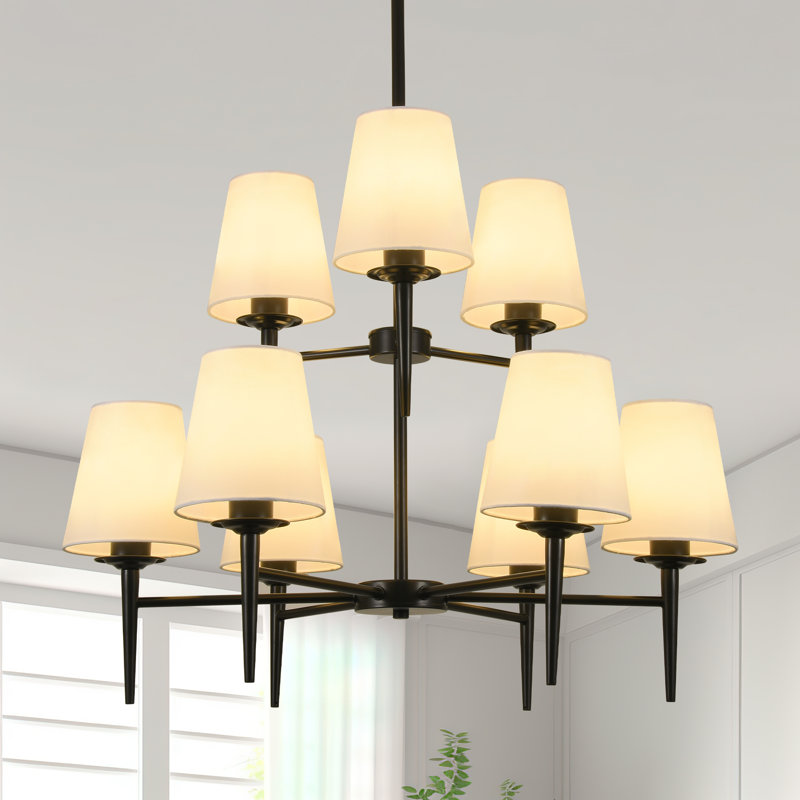 9 - Light Steel Chandelier, Noir