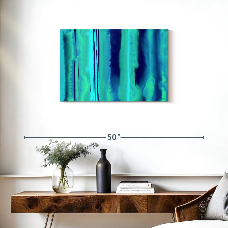 Étude de couleur aqua marine, H 20 po x l 30 po