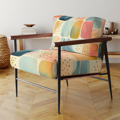 Fauteuil rembourré contemporain orange avec motif géométrique amusant Shapes III