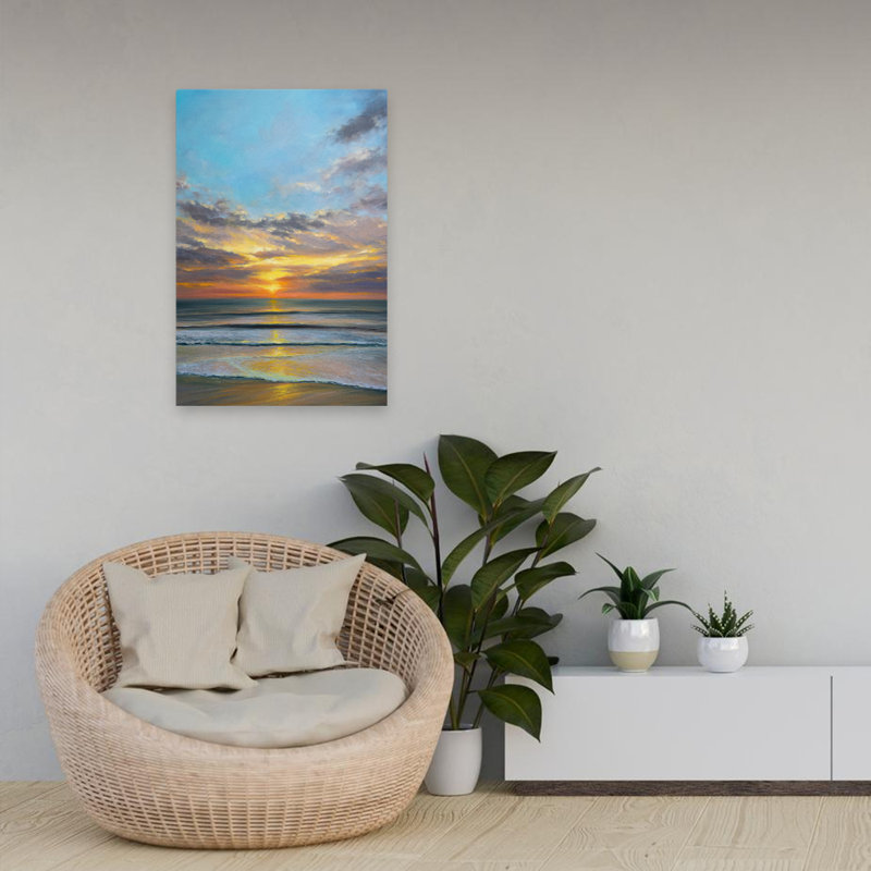 Art balancé - paysages côtiers, plages, nuages, H 24 po x l 16 po