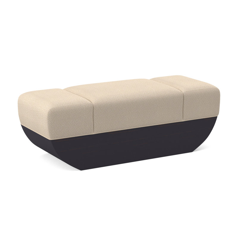 Banc rembourré Ark, 100 % polyester ivoire filigrane, Ébène vintage