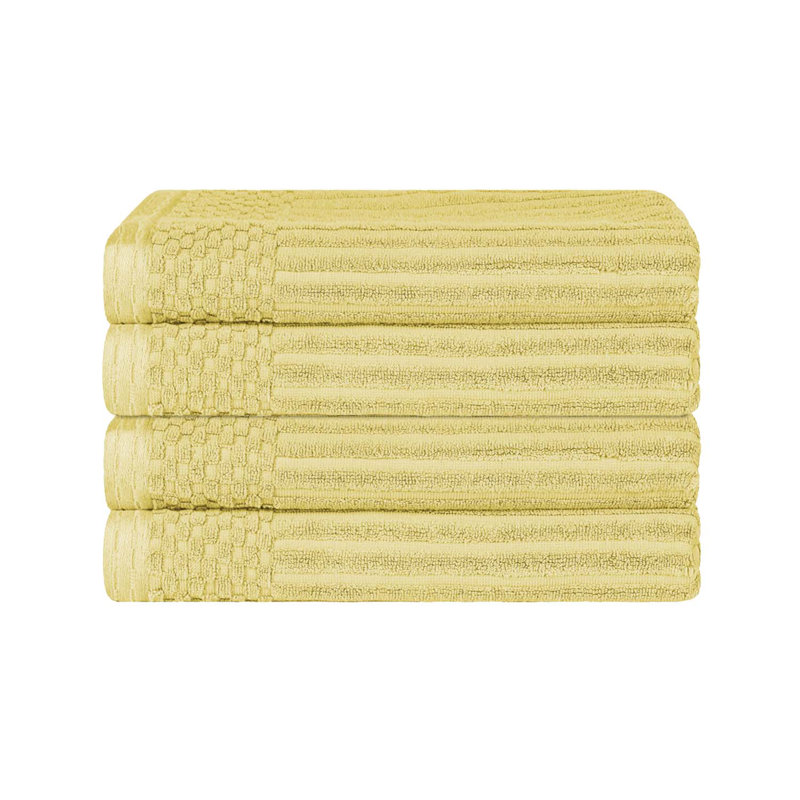 Ribbed Cotton Absorbent Heavyweight Bath Towel, Yellow