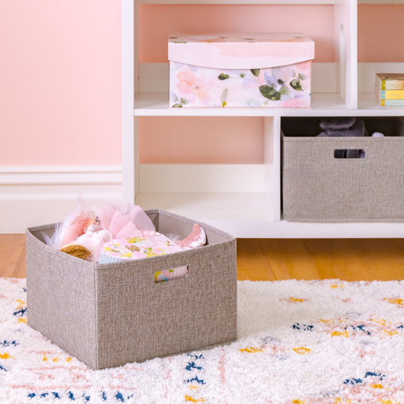 Creamy White Wooden Kids Dollhouse Bookcase with Storage Bins