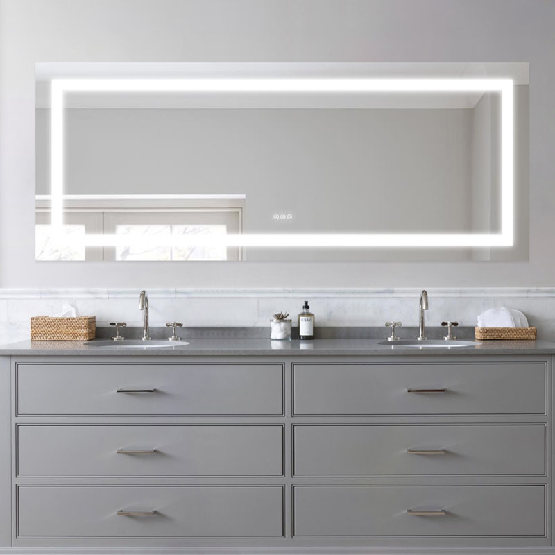 Miroir de salle de bain anti-buée à DEL sans cadre avec éclairage avant et rétroéclairé, 40 po x 84 po
