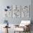 Blue Floral Botanical Canvas Wrapped Wall Art, Watercolor Print (Set of 3)-69175813
