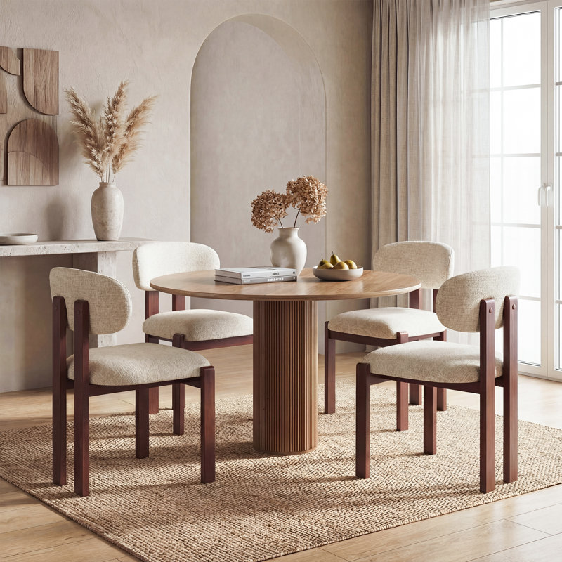 40.5cm H Fabric Upholstered Upholstered Back Side Chair in Beige, Brown, Beige