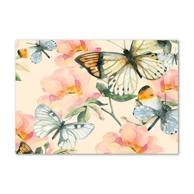 Butterflies And Flowers - Wrapped Canvas Print