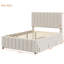 Lit plateforme double tapissier avec lit gigogne simple et 3 tiroirs, tissu en lin-1068756683