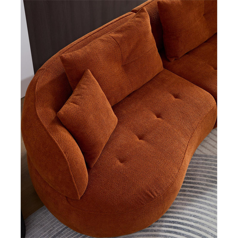 Canapé modulaire orange WKS7C avec coussins amovibles, tissu durable, structure en bois massif, rembourrage en éponge haute densité