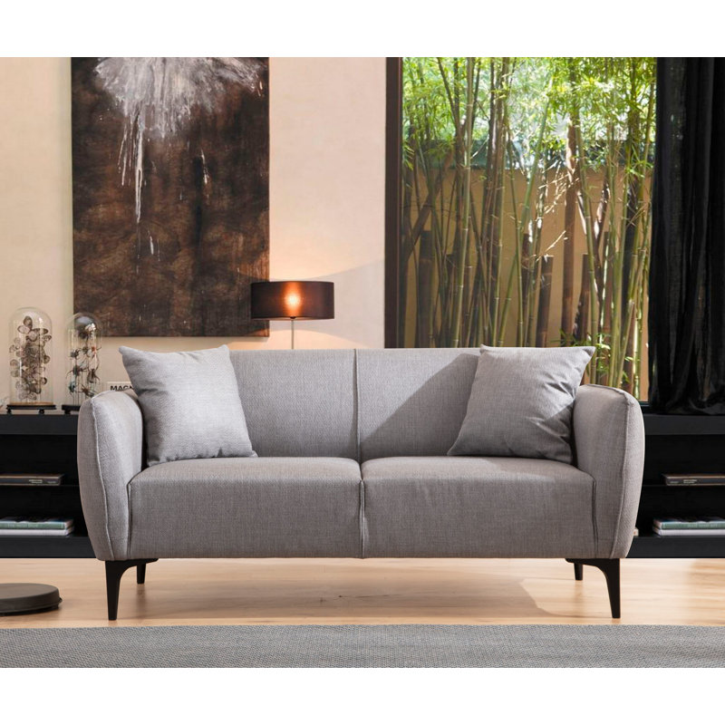 Canapé recouvert, 100% polyester gris, H 67 cm x l 160 cm x P 95 cm