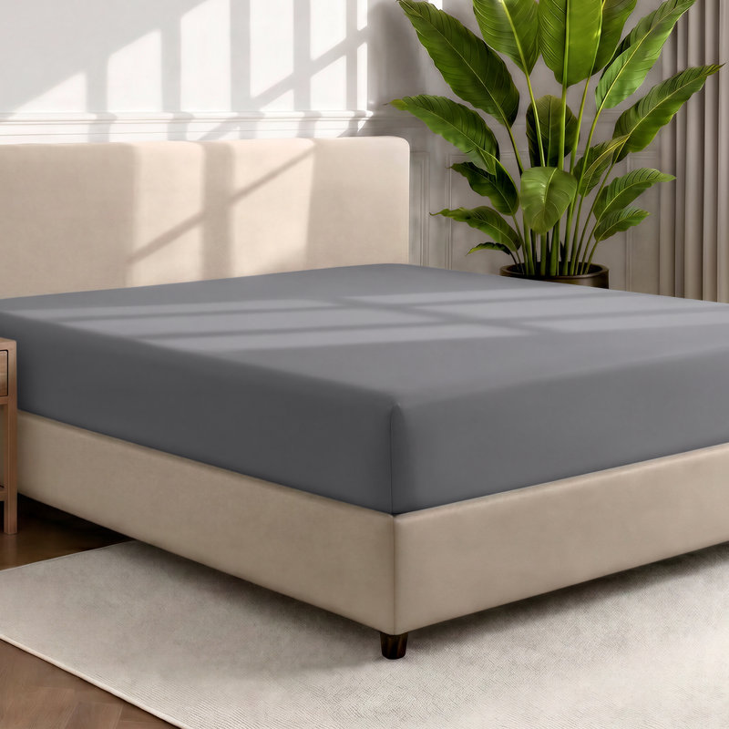 Microfiber Fitted Sheet, Gray, Short Queen Fitted Sheet
