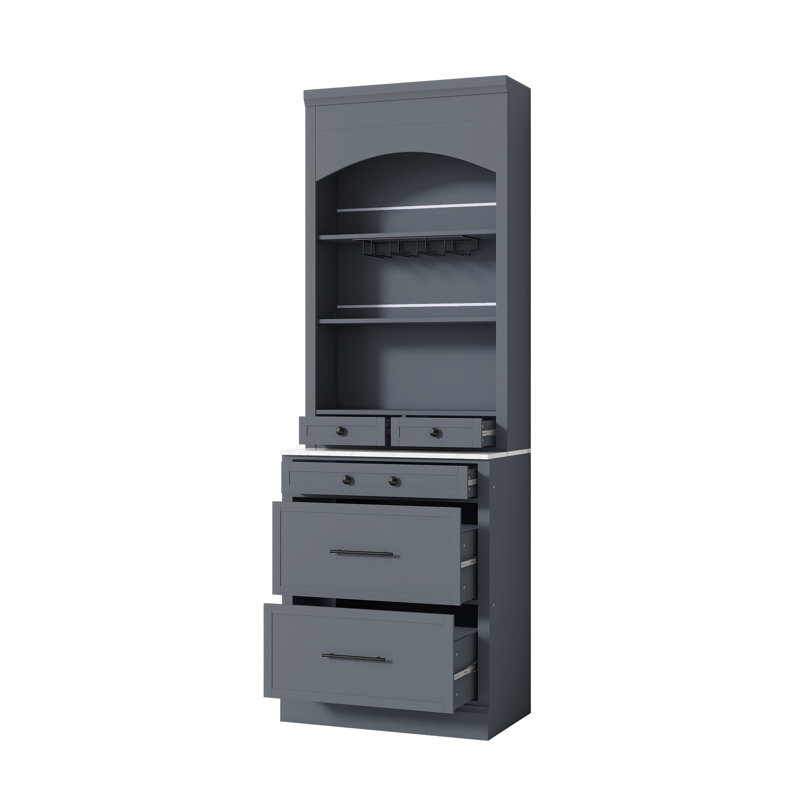 Armoire de cuisine autoportante moderne avec tablettes réglables et rangement en bois aggloméré gris TopMAX pour la nourriture et les fournitures
