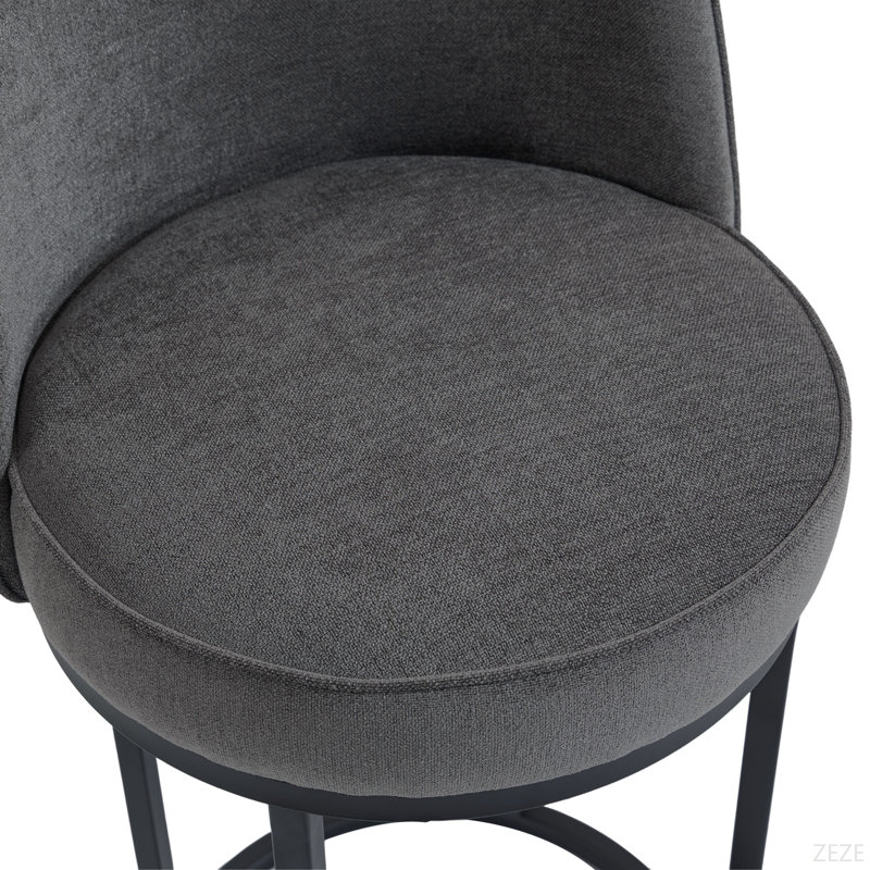 Ensemble de 2 tabourets de bar à hauteur de comptoir, tabourets de bar moderne avec dossier, tabourets de bar rembourrés en tissu de lin pour îlot de cuisine
